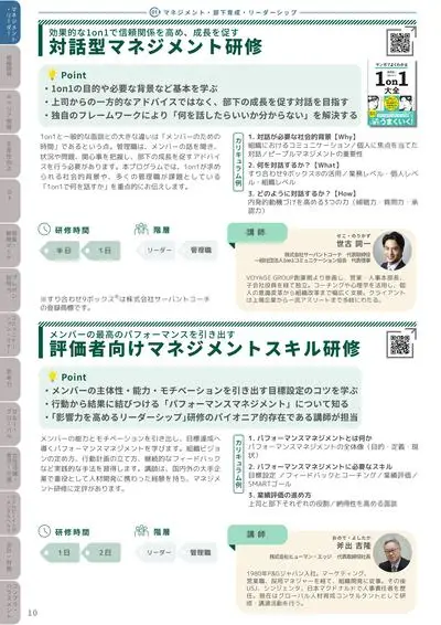 人材育成プログラムガイドブック　マネジメント研修紹介ページ